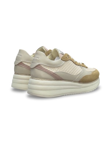 Keys K-11892 sneakers donna in pelle/camoscio/tessuto beige/cipria