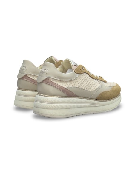 Keys K-11892 sneakers donna in pelle/camoscio/tessuto beige/cipria