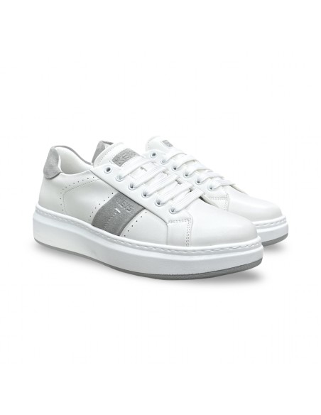Keys K-12020 sneakers uomo in pelle/camoscio bianco/grigio