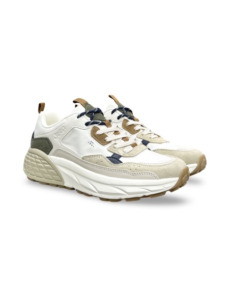 Jeep Groove Nylon JM61003A sneakers uomo in camoscio/rete beige/militare