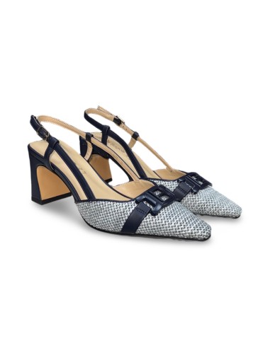 Laura Biagiotti 9678 sandali donna in pelle/raffia navy
