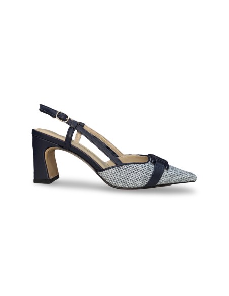 Laura Biagiotti 9678 sandali donna in pelle/raffia navy