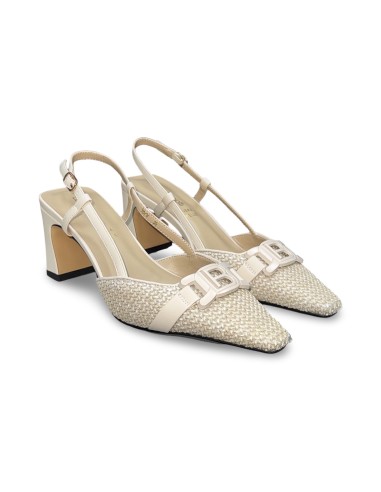 Laura Biagiotti 9678 sandali donna in pelle/raffia avorio