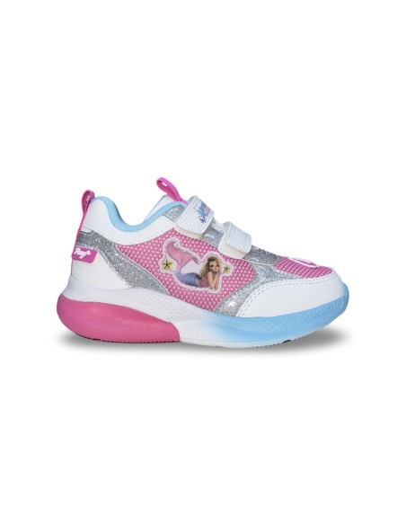 Primigi 1485100 sneakers con luci bambina in pelle/tessuto bianco/fucsia