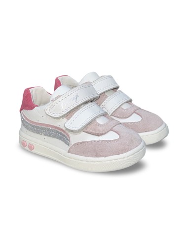 Primigi 1403311 sneakers bambina in pelle/camoscio bianco/rosa