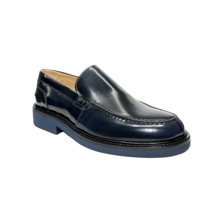EXTON 2104 mocassini uomo in pelle abrasivata blu