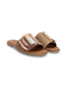 Refresh 172861 sandali donna in pelle/cotone camel