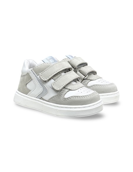 Balducci CITA7235 sneakers bambino in pelle grigio/bianco