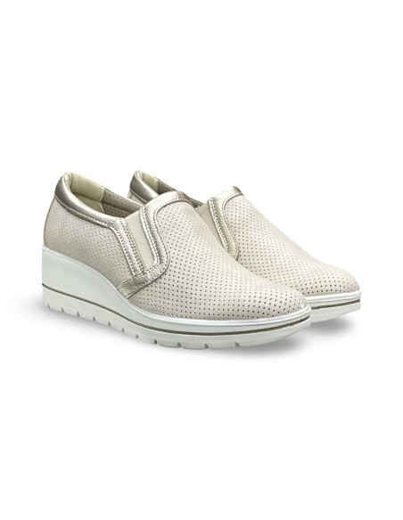 Enval Soft 1261722 slip on donna in nappa microforata color sabbia