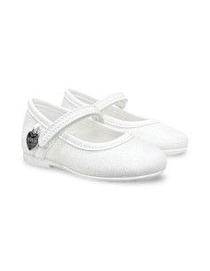 Primigi 1429000 ballerine bambina in tessuto/glitter bianco/vernice
