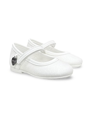 Primigi 1429000 ballerine bambina in tessuto/glitter bianco/vernice