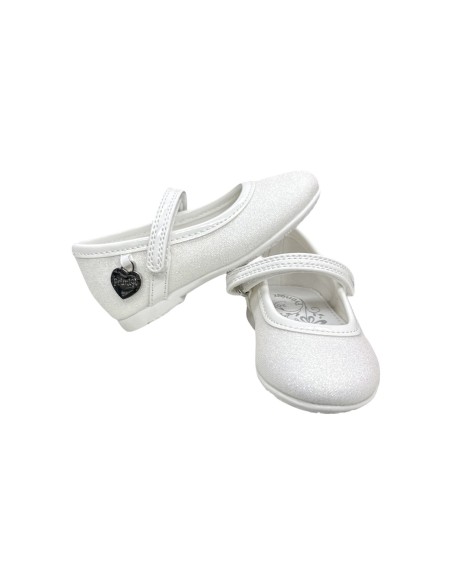Primigi 1429000 ballerine bambina in tessuto/glitter bianco/vernice
