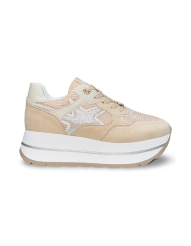 Queen Helena X34-25 sneakers donna in camoscio/rete beige