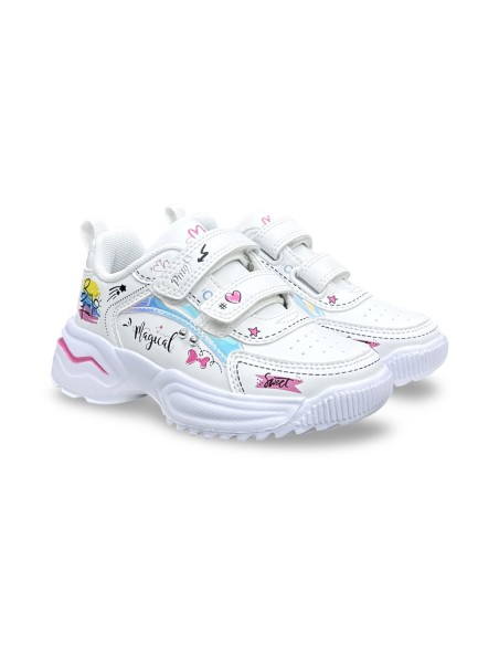 Primigi 1467111 sneakers bambina in nappa bianco/multicolor