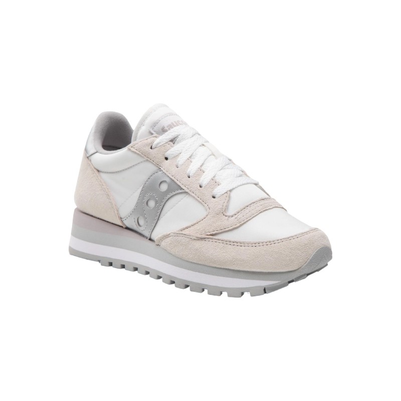 Saucony Jazz Triple S60530-16 sneakers donna in camoscio/tessuto bianco/silver