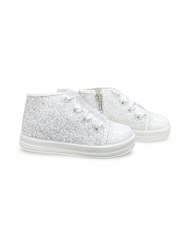 Primigi 1355800 sneakers bambina in glitter/vernice bianco