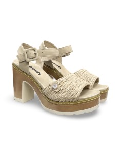 Refresh 175281 sandali donna in pelle/raffia taupe