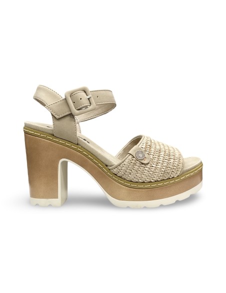 Refresh 175281 sandali donna in pelle/raffia taupe