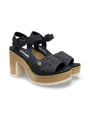 Refresh 175281 sandali donna in pelle/raffia nero