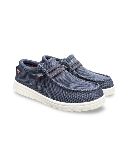 Jeep Samoa Wallabee Knit JM61115A mocassini uomo in tessuto blu