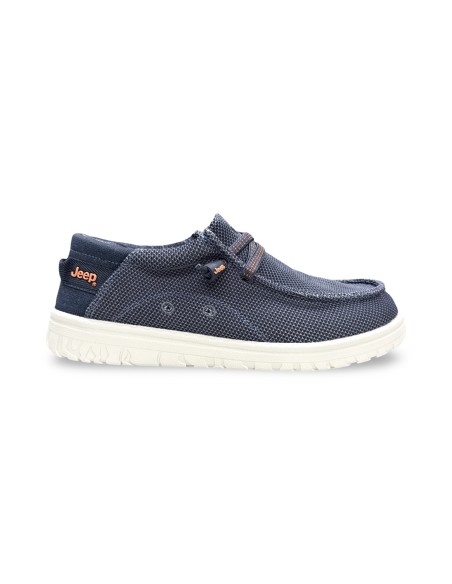 Jeep Samoa Wallabee Knit JM61115A mocassini uomo in tessuto blu