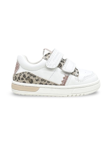 Primigi 1407111 sneakers bambina in pelle/camoscio bianco/leopardato