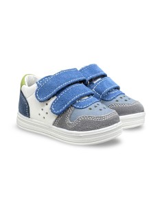Primigi 1355533 sneakers bambino in pelle/camoscio bianco/grigio/jeans