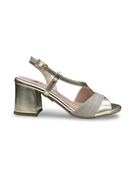 Sofia 5043 sandali donna in pelle/satinato platino