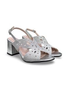 Sofia 5044 sandali donna in pelle/satinato argento