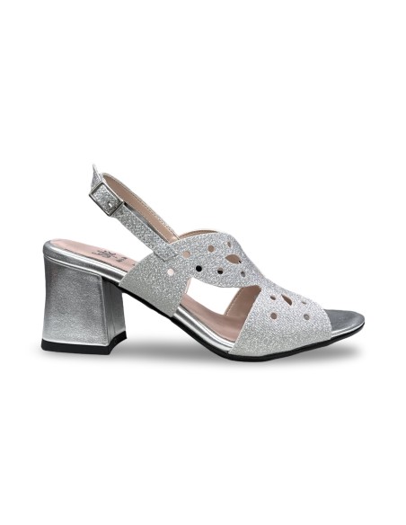 Sofia 5044 sandali donna in pelle/satinato argento