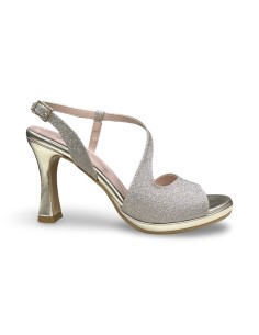 Sofia 631 sandali donna in pelle/satinato platino 2