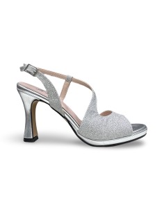 Sofia 631 sandali donna in pelle/satinato argento 2