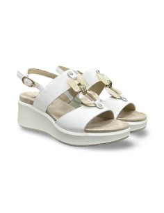 Enval Soft 1292711 sandali donna in pelle bottolato bianco