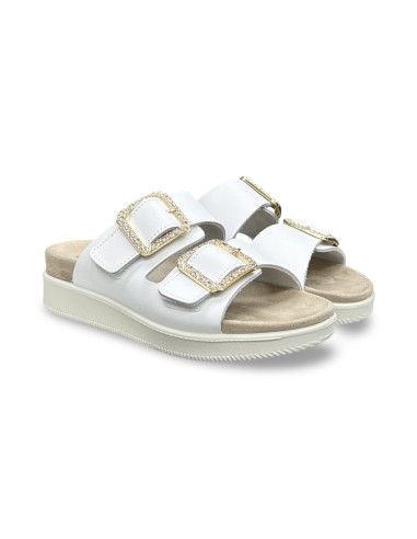 Enval Soft 1288111 sandali donna in pelle bianco/strass oro