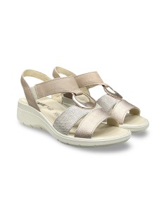 Enval Soft 1281033 sandali donna in pelle color corda/laminato/cipria