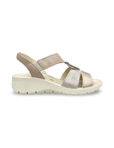 Enval Soft 1281033 sandali donna in pelle color corda/laminato/cipria 2