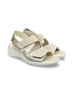 Enval Soft 1280811 sandali donna in pelle/camoscio beige/platino