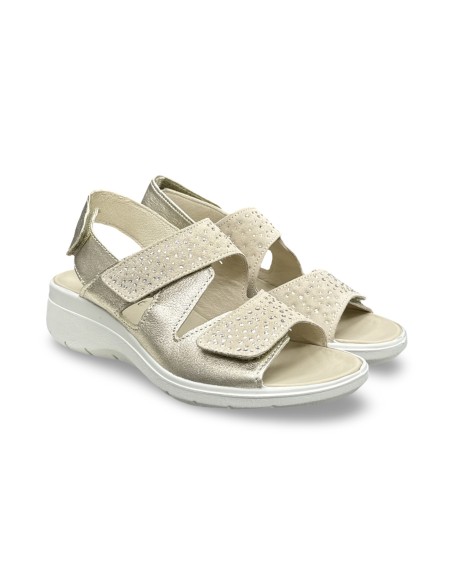 Enval Soft 1280811 sandali donna in pelle/camoscio beige/platino