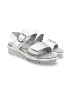 Enval Soft 1286533 sandali donna in pelle/laminato bianco/argento