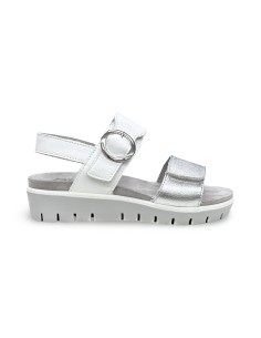 Enval Soft 1286533 sandali donna in pelle/laminato bianco/argento 2