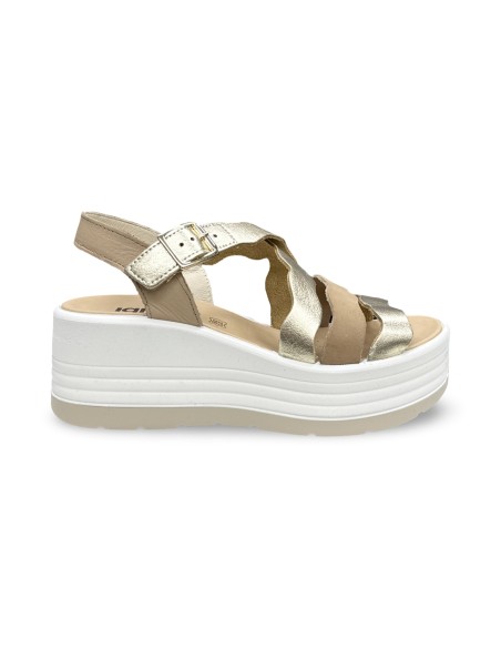 Igi&Co 1164622 sandali donna in pelle/laminato platino/beige