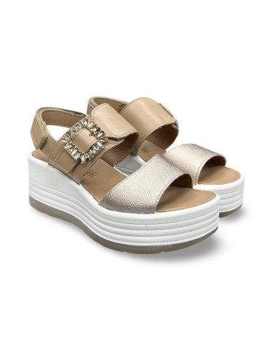 Igi&Co 1164511 sandali donna in pelle/laminato champagne/cognac