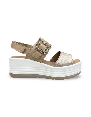 Igi&Co 1164511 sandali donna in pelle/laminato champagne/cognac