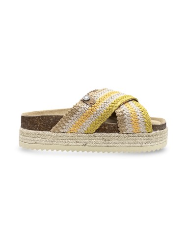 Refresh 175014 sandali donna in tessuto/cotone beige/ocra