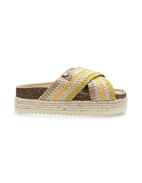 Refresh 175014 sandali donna in tessuto/cotone beige/ocra