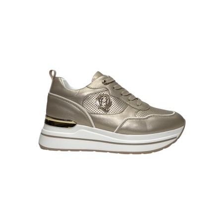 Queen Helena Shoes X32-17 sneakers donna in similpelle oro