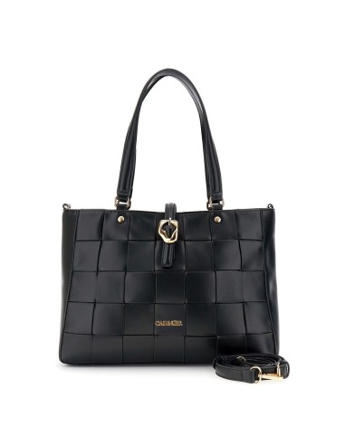 Cafe' Noir C3NH1016N001 borsa donna in pelle intrecciato nero/oro
