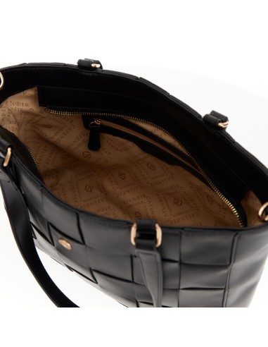 Cafe' Noir C3NH1016N001 borsa donna in pelle intrecciato nero/oro
