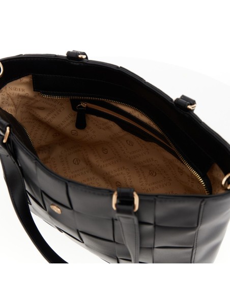 Cafe' Noir C3NH1016N001 borsa donna in pelle intrecciato nero/oro