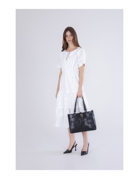 Cafe' Noir C3NH1016N001 borsa donna in pelle intrecciato nero/oro